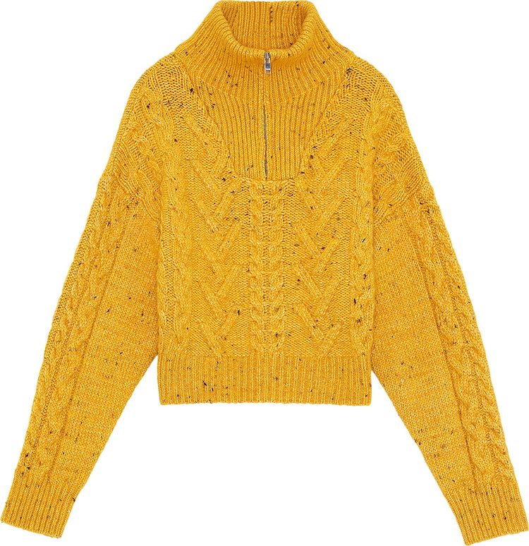 GANNI Zip Cable Knit Sweater 'Spectra Yellow'