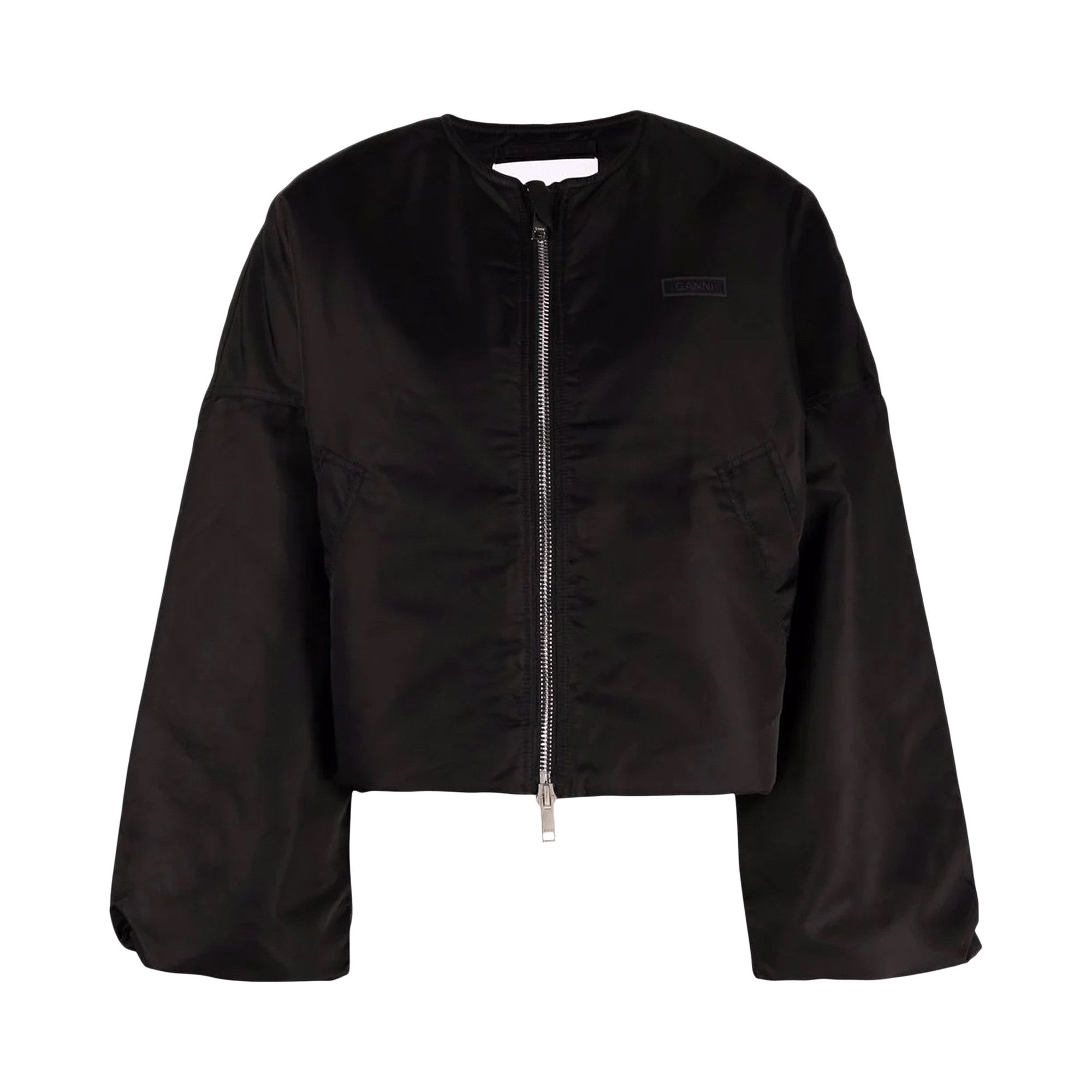 Buy GANNI Nylon Cropped Jacket 'Black' - F6276 099 BLAC | GOAT