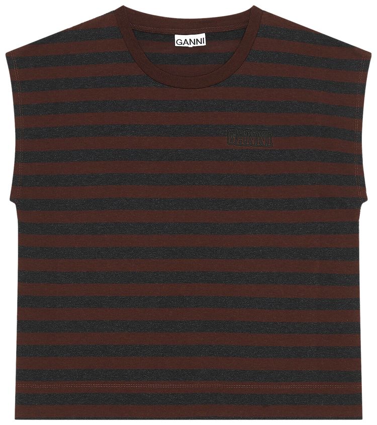 GANNI Software Stripe Sleeveless Tee Mole