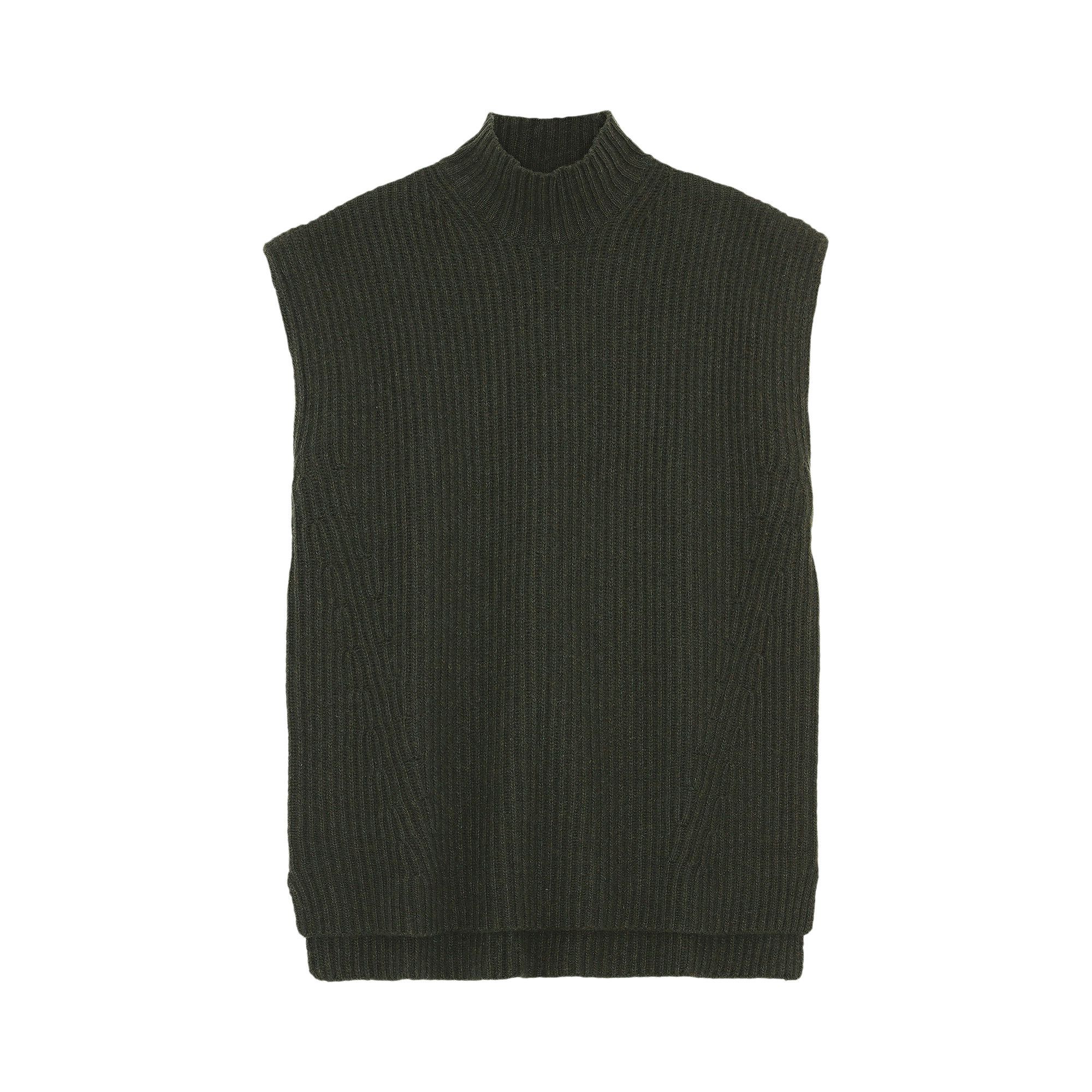 GANNI Rib Knit Vest 'Dark Green' | GOAT