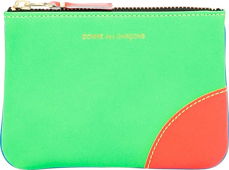 Comme des Garcons Wallet Super Fluo Leather Line Wallet GreenOrange