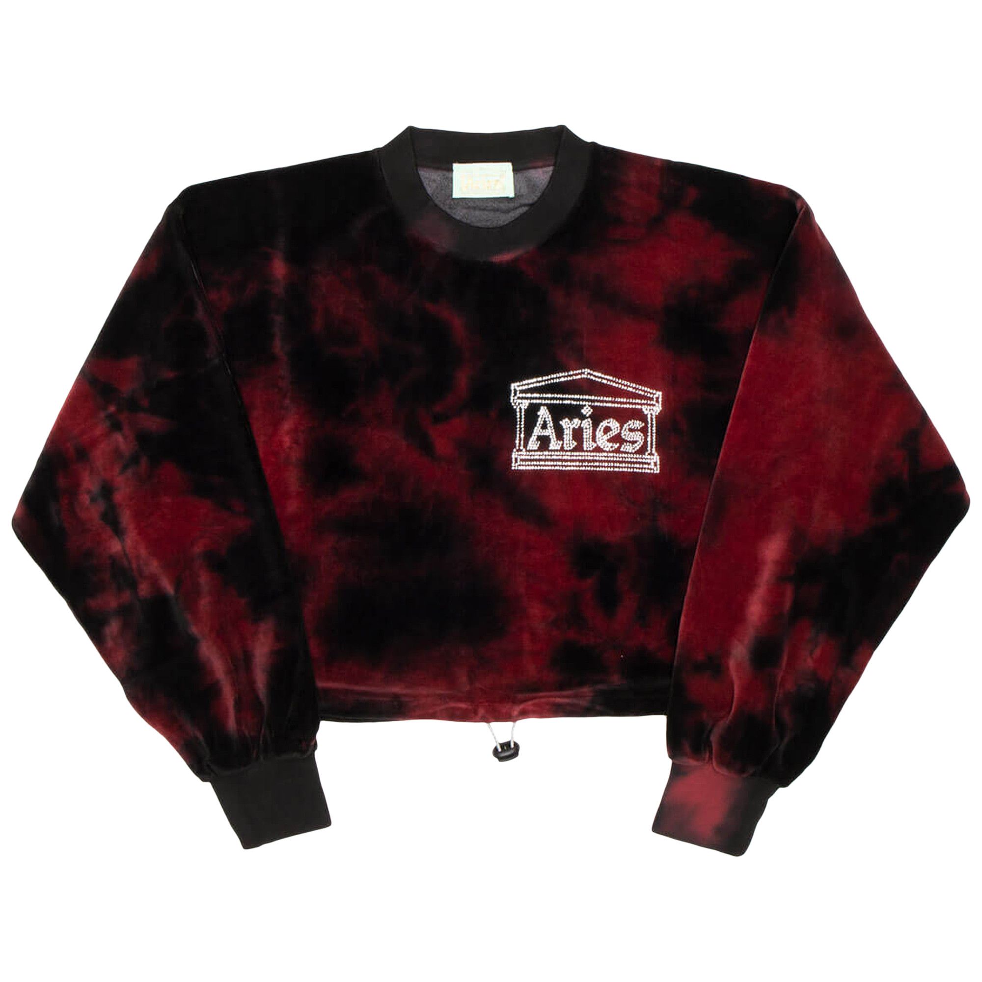 Buy Aries Velour Crop Sweatshirt 'Red' - FSAR20290 RED | GOAT
