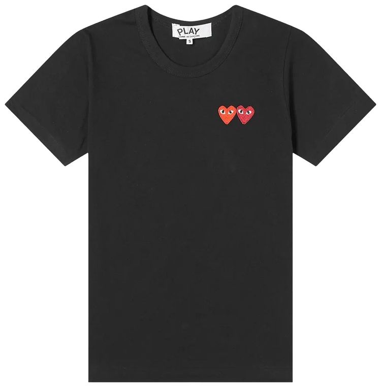 Comme des Garcons PLAY Double Heart Tee Black