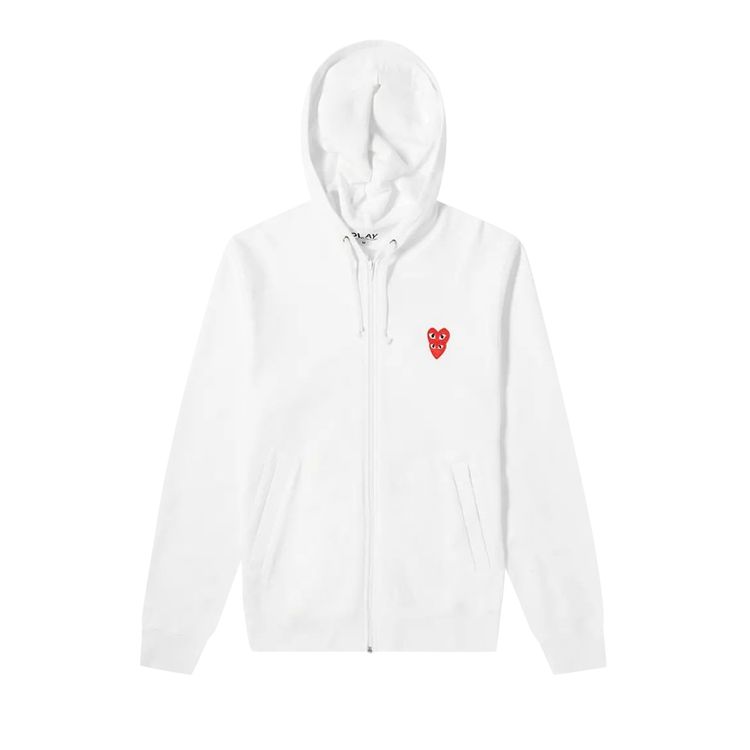 Comme des Garcons PLAY Mini Logo Hoodie White
