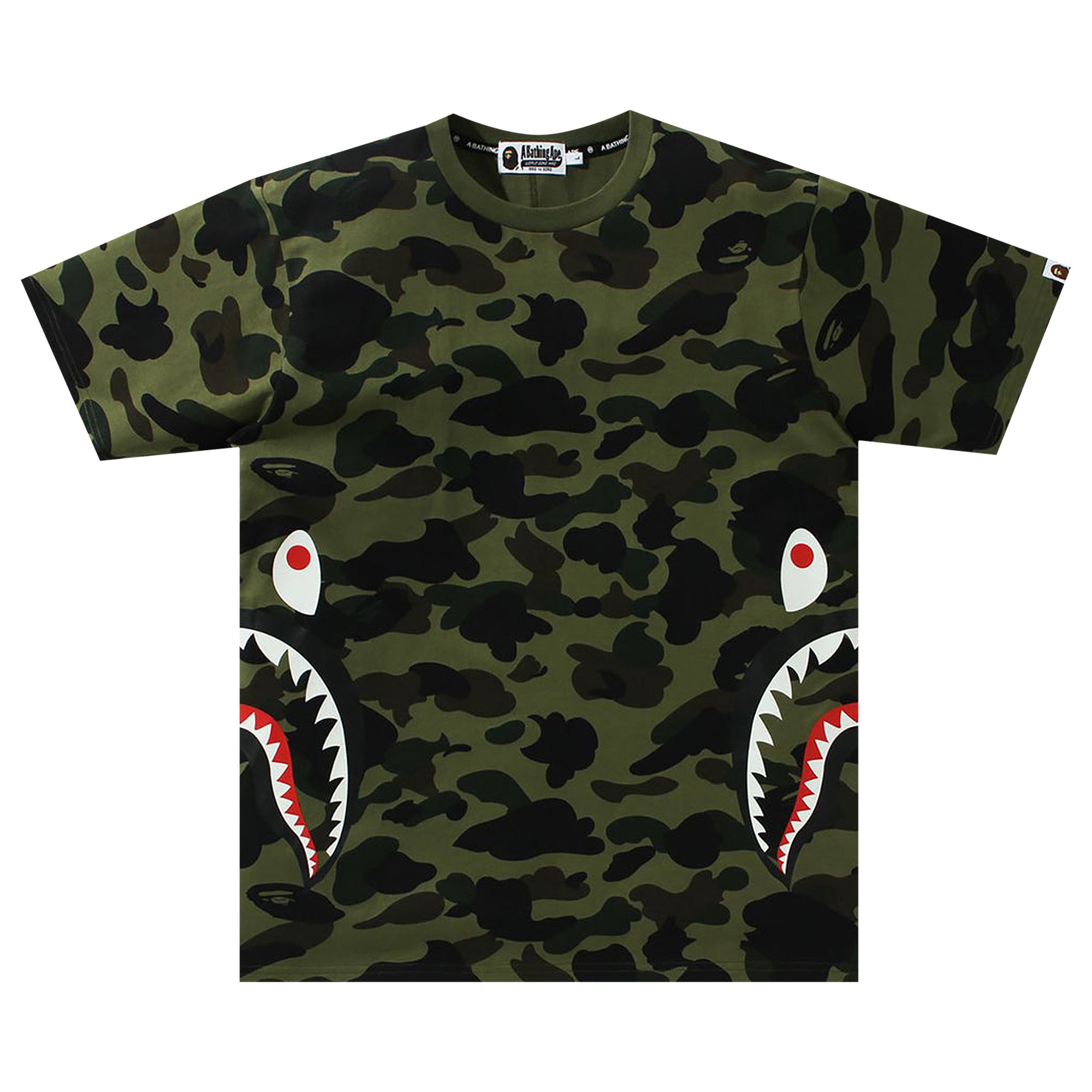 Buy BAPE 1st Camo Side Shark Tee 'Green' - 1H80 109 013 GREEN | GOAT