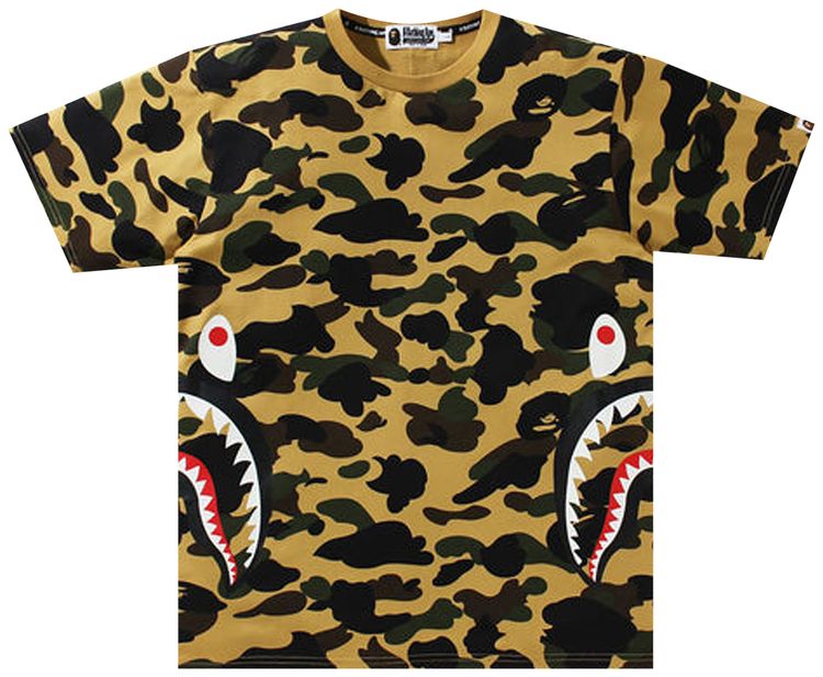 BAPE 1st Camo Side Shark Tee Yellow