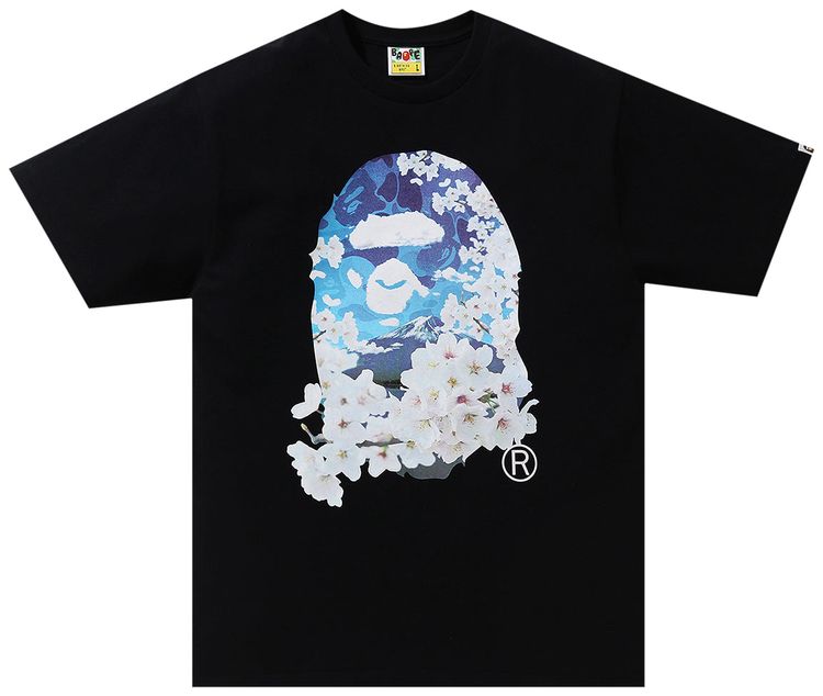 BAPE Sakura Photo Ape Head Tee Black