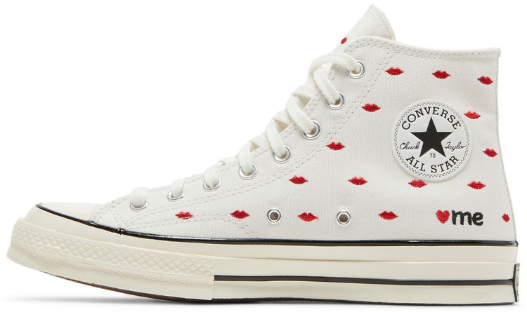 Converse Chuck 70 Embroidered Lips High Love Me   Vintage White
