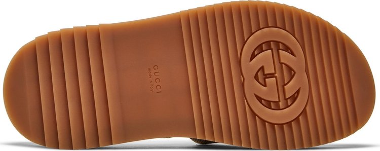 Gucci Wmns GG Lame Platform Slide Sandal Camel Monogram