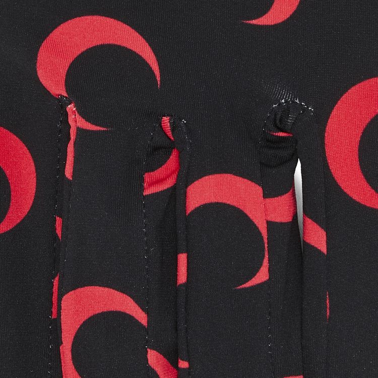 Marine Serre Color Block Moon Logo Print Gloves BlackRed