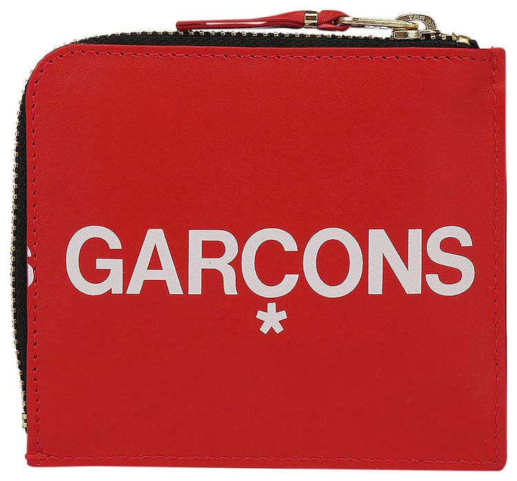 Comme des Garcons Wallet Huge Logo Zip Wallet Red