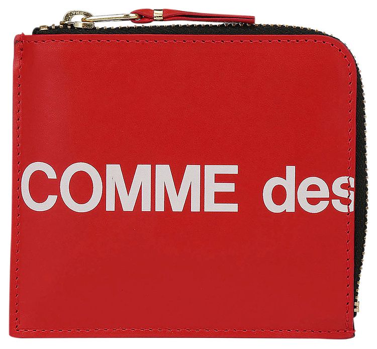 Comme des Garcons Wallet Huge Logo Zip Wallet Red