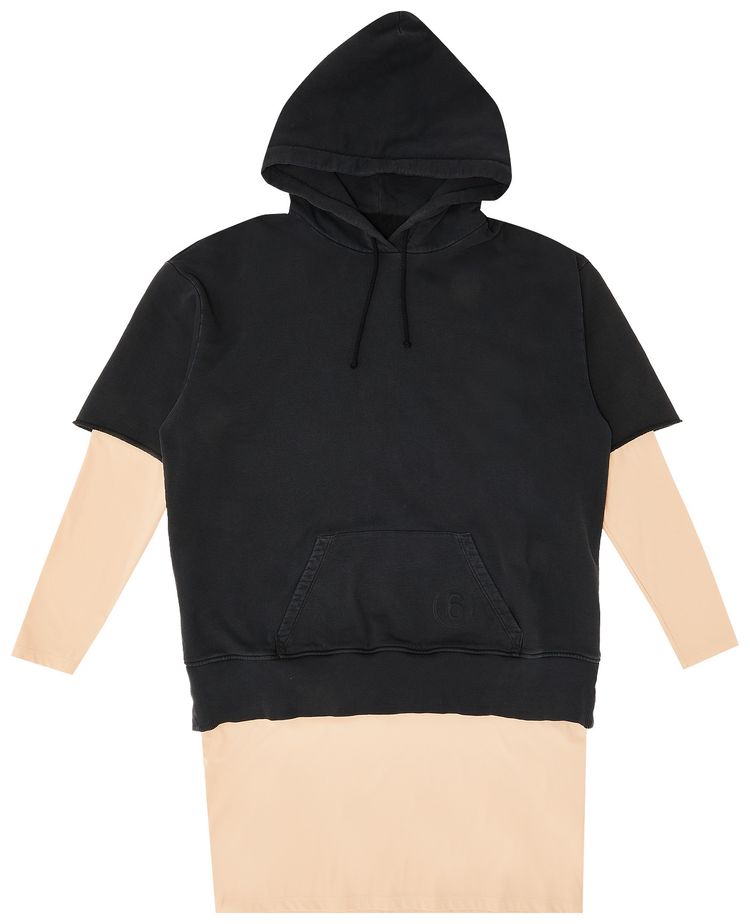 MM6 Maison Margiela Double Layer Hoodie Dress BlackNude