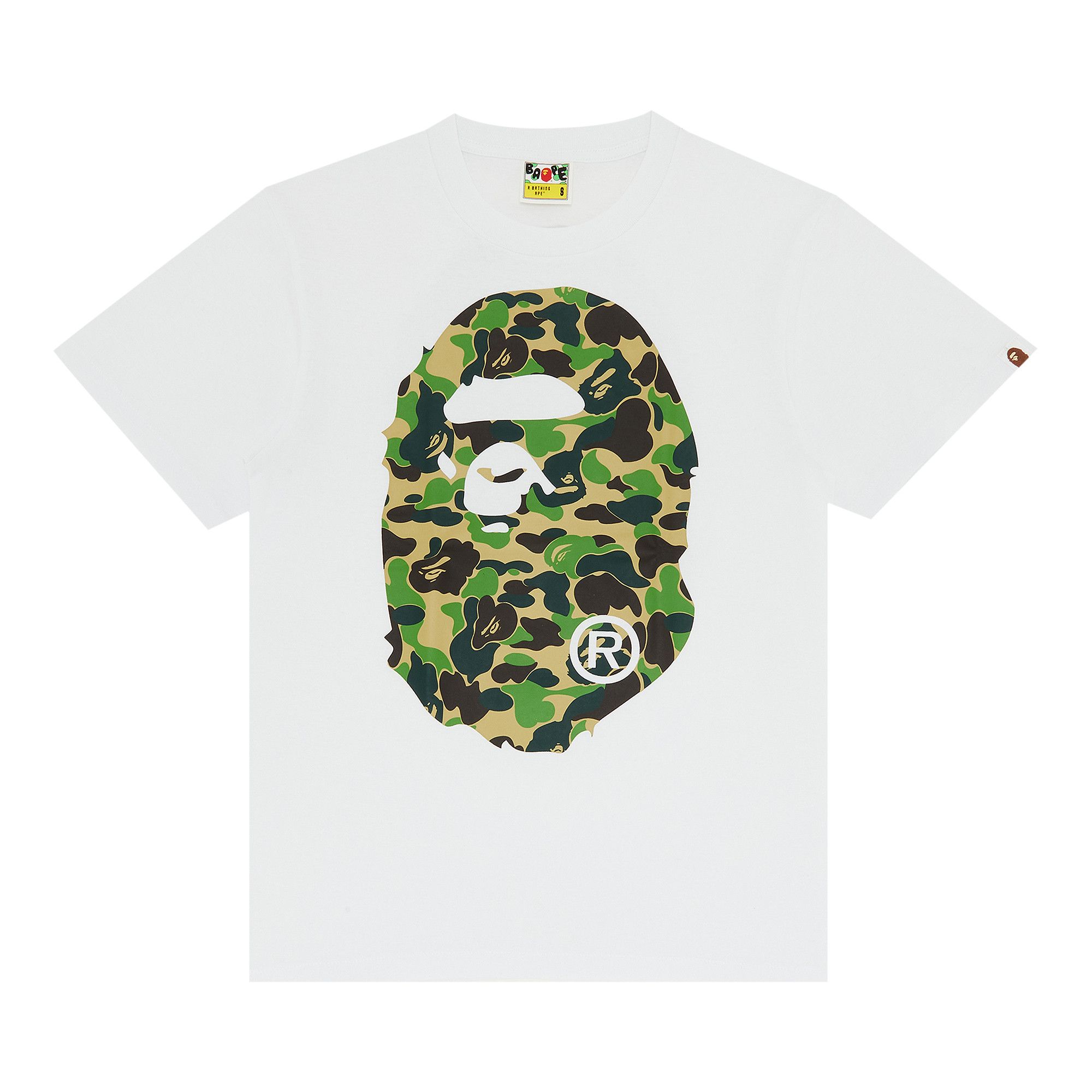 Buy BAPE Color Camo Big Ape Head Tee 'White/Green' - 1383