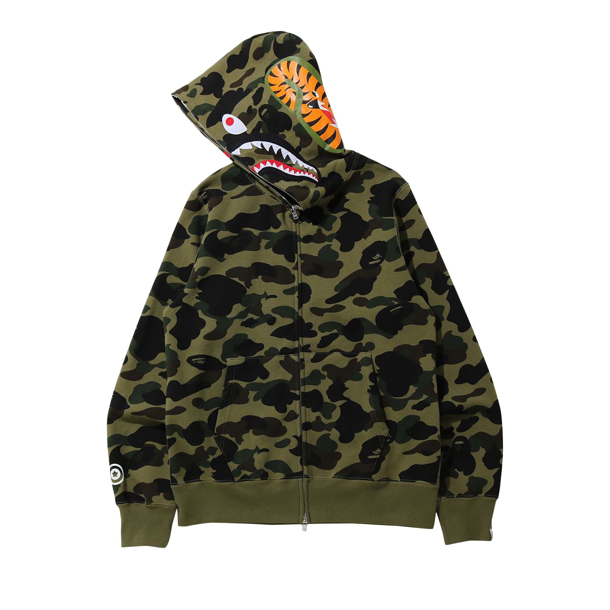Buy BAPE 1st Camo Shark Full Zip Hoodie 'Green' - 1H70 115