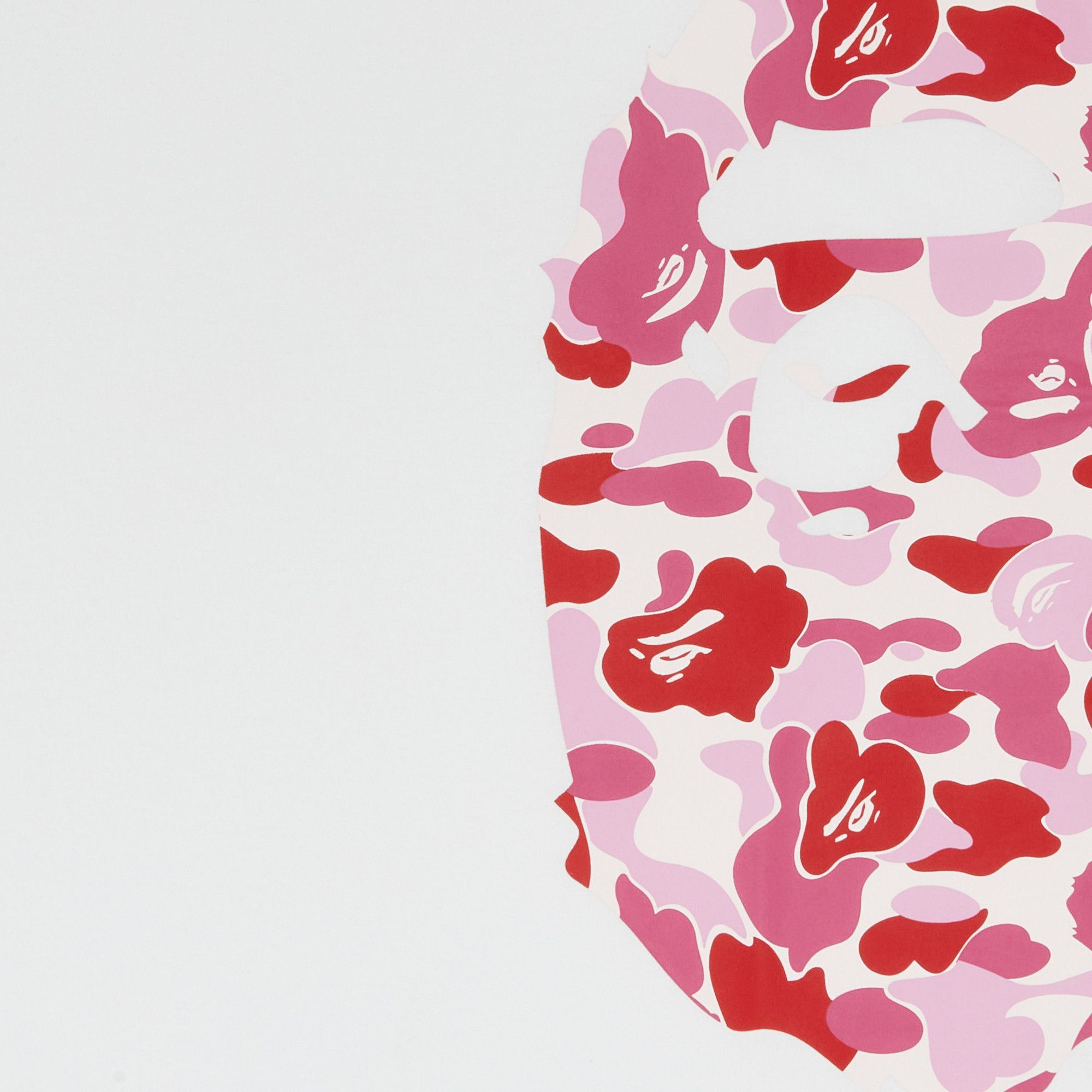 Buy BAPE ABC Side Big Ape Head Tee 'White/Pink' - 1H80 210