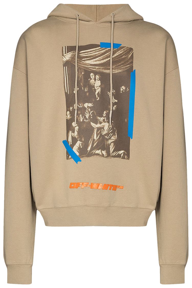 Off White x Browns 50 Caravaggio Print Cotton Hoodie Tan