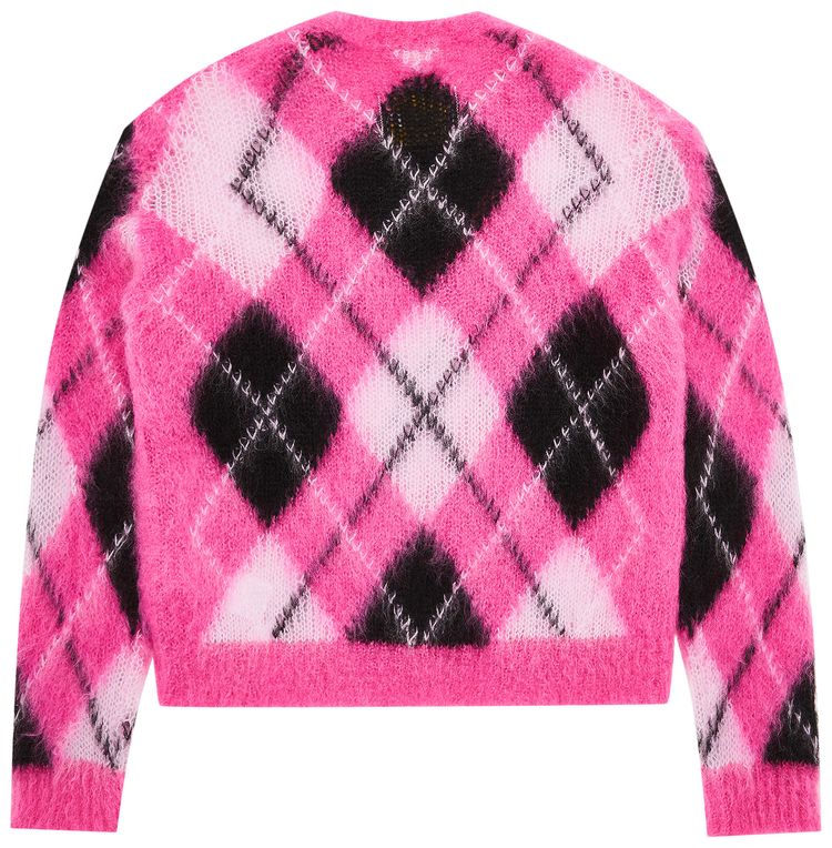 Marni Argyle Mohair Crewneck Sweater Starlight Pink