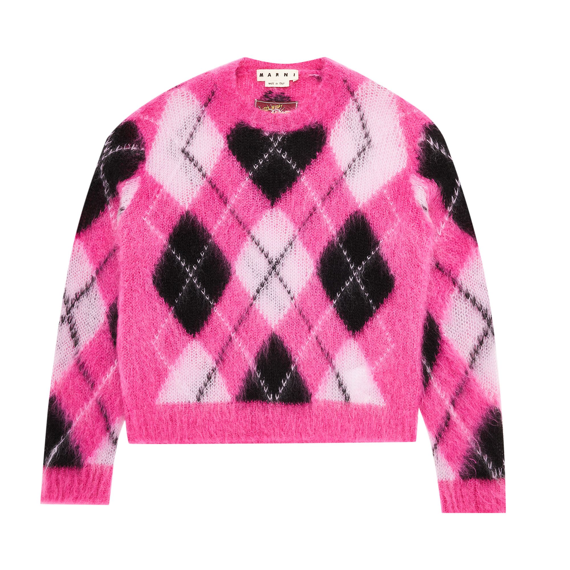Buy Marni Argyle Mohair Crewneck Sweater 'Starlight Pink
