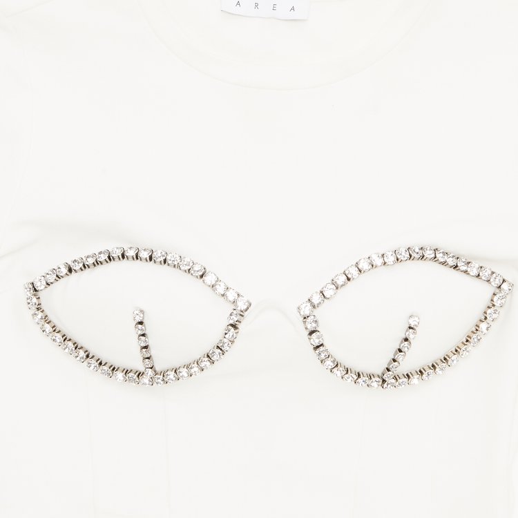 AREA Crystal Bustier Cup Tee White