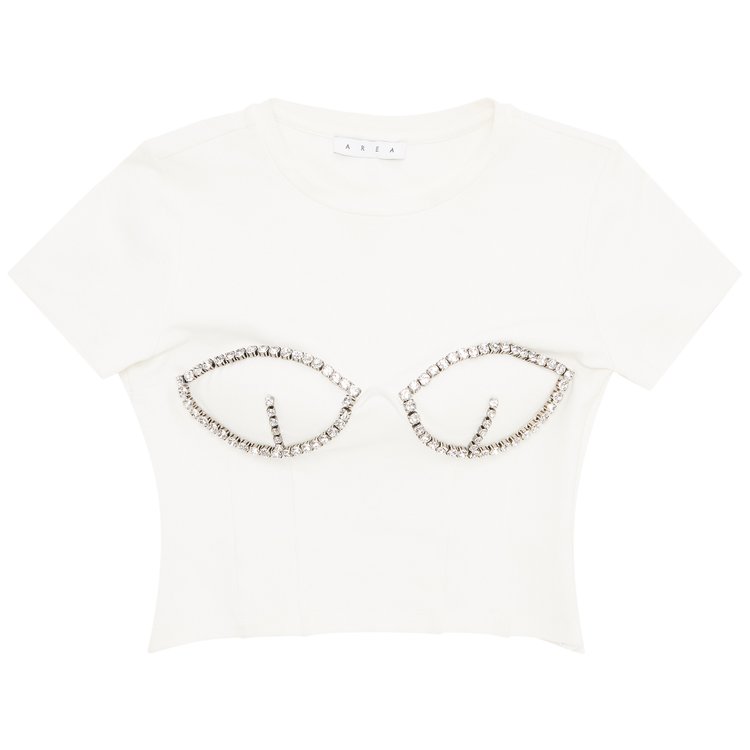 AREA Crystal Bustier Cup Tee 'White'