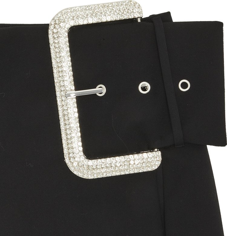 AREA Crystal Buckle Mini Skirt Black