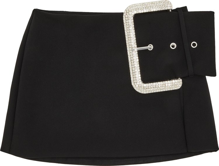 AREA Crystal Buckle Mini Skirt 'Black'