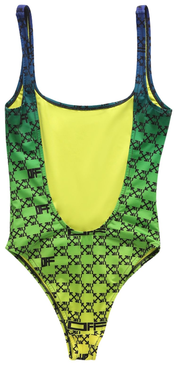 Off White Monogram Swimsuit GreenBlack