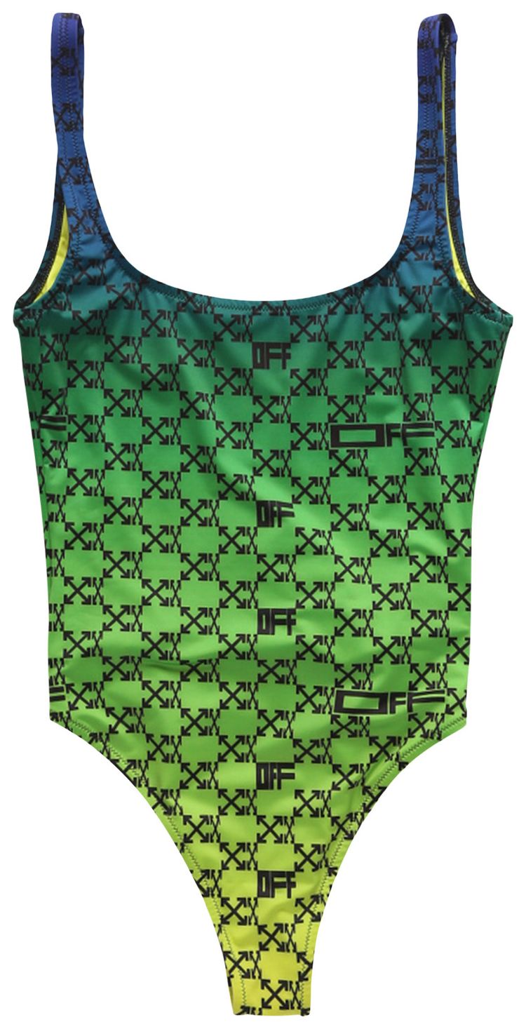 Off White Monogram Swimsuit GreenBlack