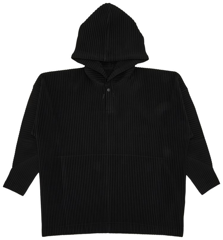 Homme Plisse Issey Miyake Cotton Surface Pleated Hoodie Black