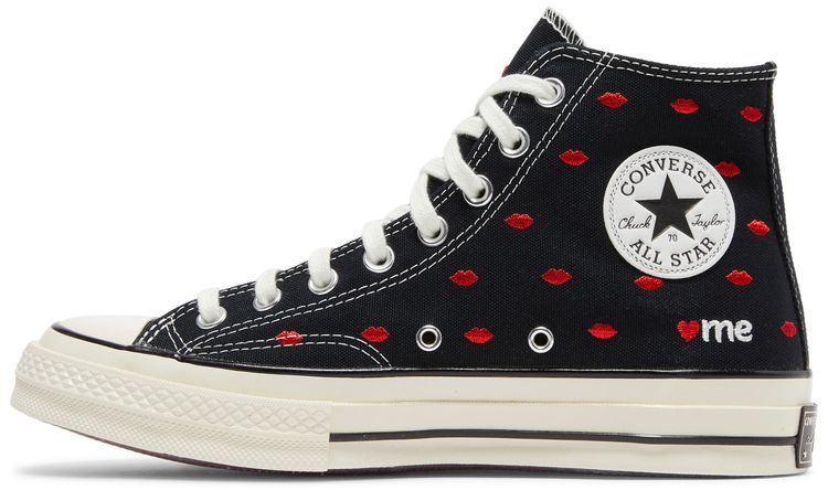 Converse Chuck 70 Embroidered Lips High Love Me   Black