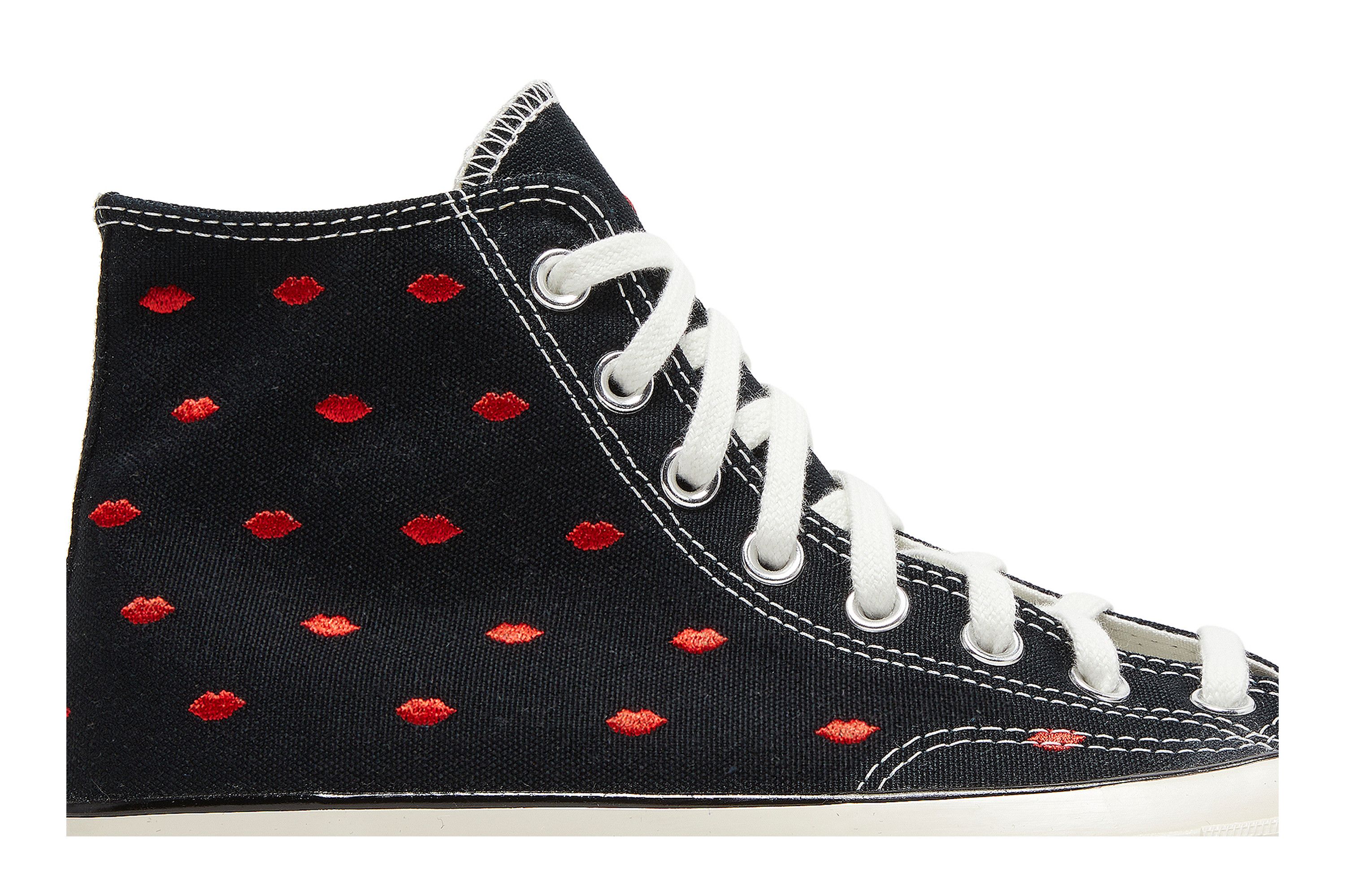Size 11.0 Chuck 70 Embroidered Lips High Love Me Black