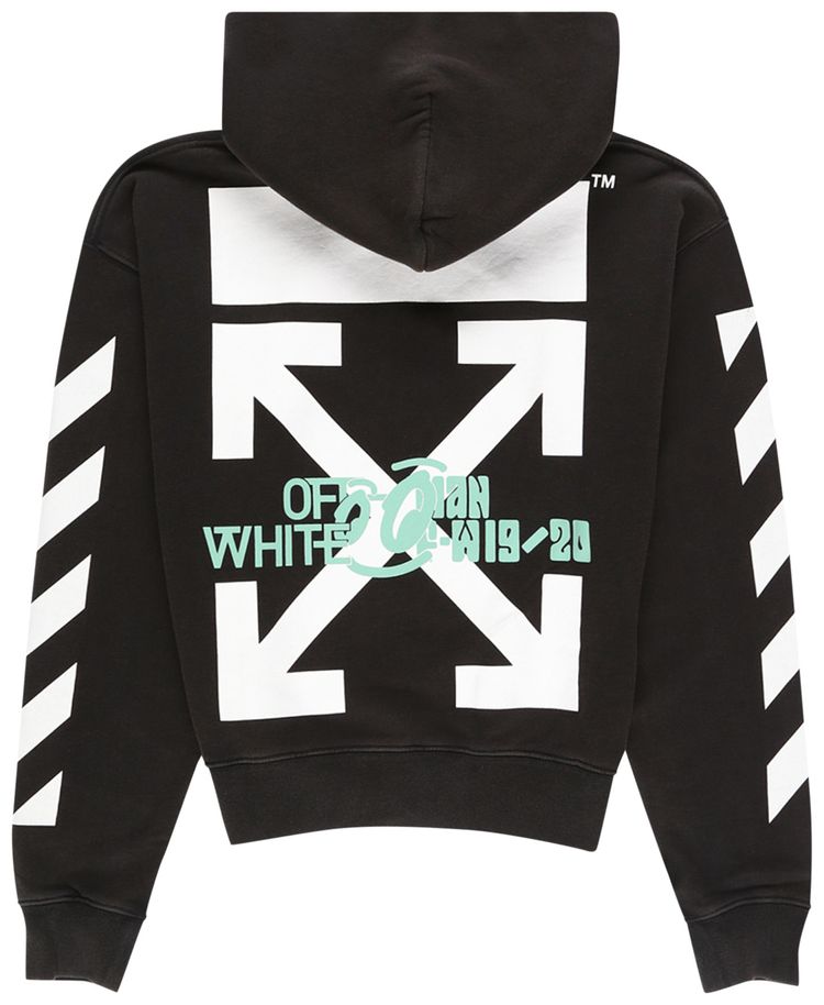 Off White Diag Waterfall Over Hoodie Black  Multicolor
