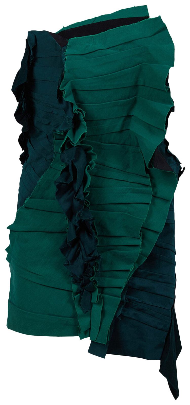 Saint Laurent Ruffled Sleeveless Mini Dress Green