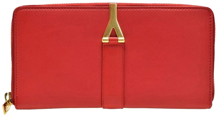 Saint Laurent Classic Y Ligne Leather Wallet Red