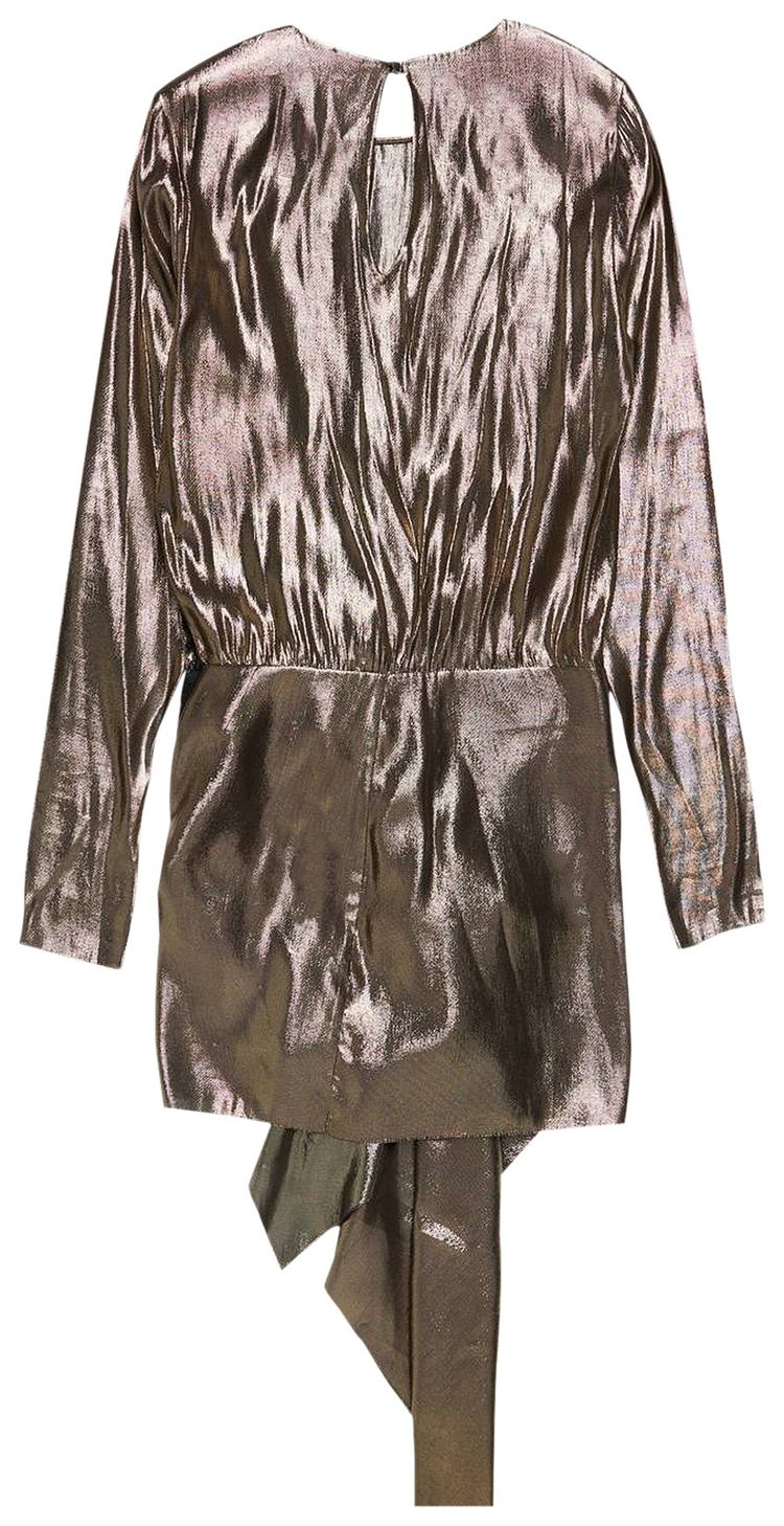 Saint Laurent Lame Silk Mini Dress Metallic Gold