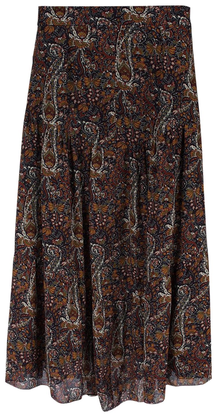Saint Laurent Floral Flounce Midi Dress Multicolor