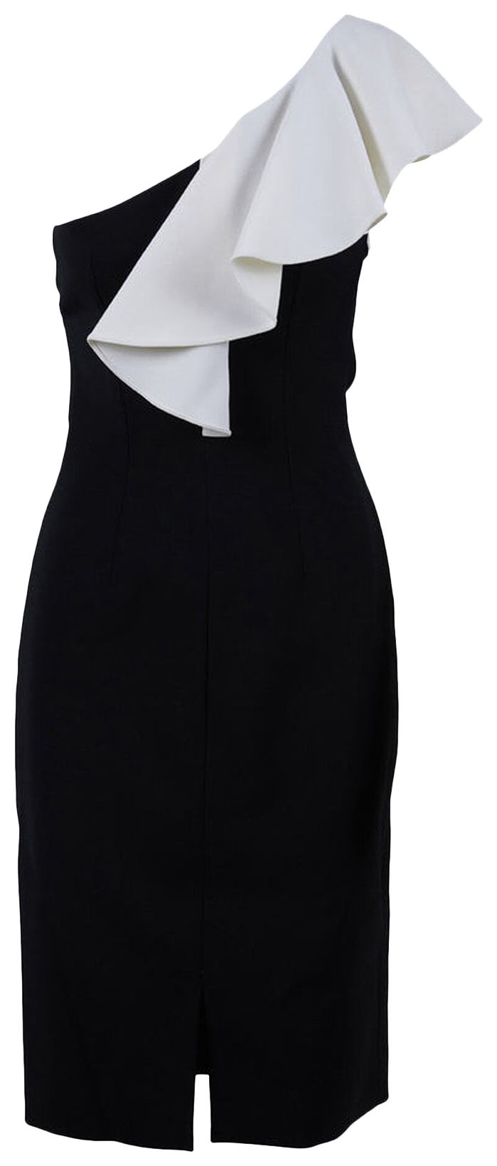 Saint Laurent Asymmetrical Ruffle Midi Dress Black