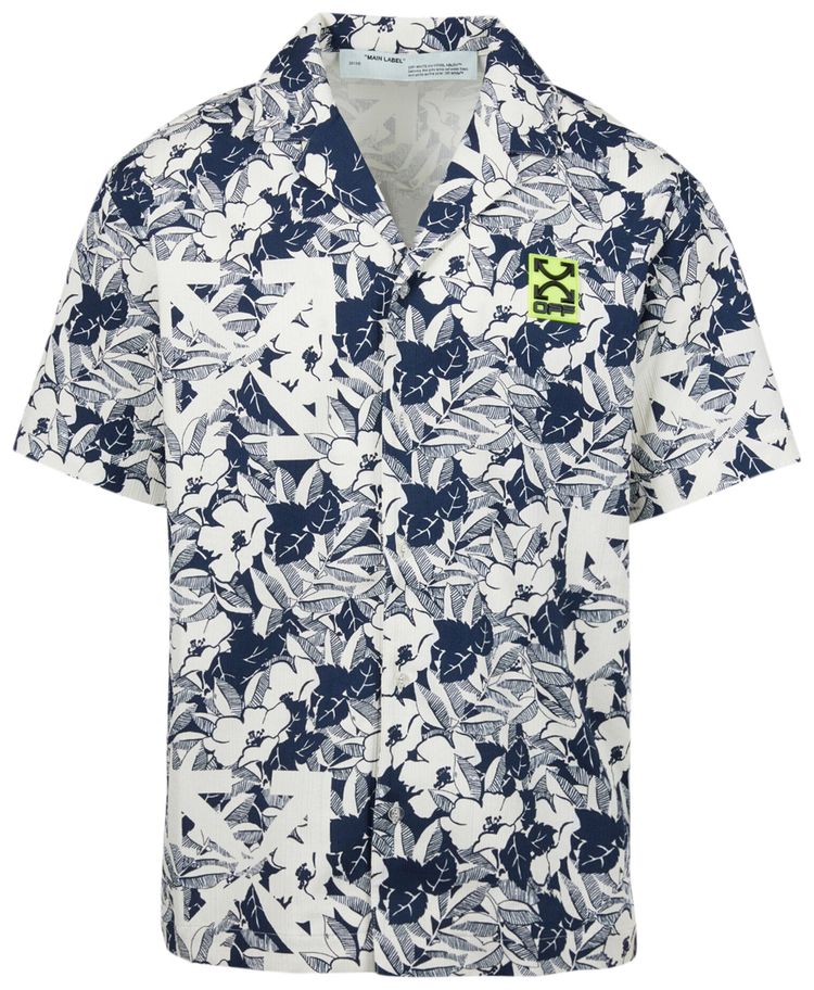 Off White Floral Holiday Shirt Blue