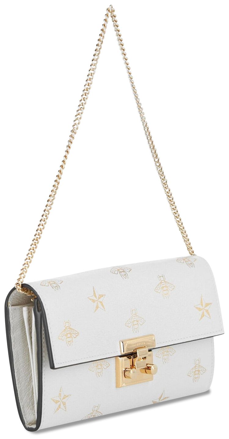 Gucci Padlock Bee Star Wallet On Chain White