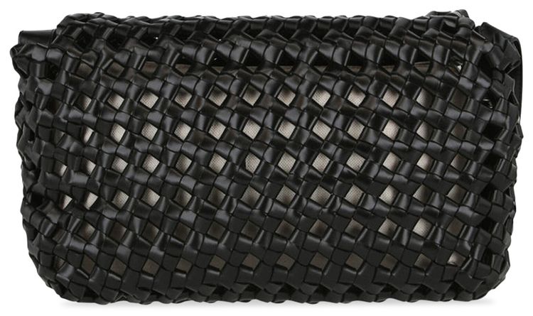 Bottega Veneta Window Crochet Leather Shoulder Bag Black