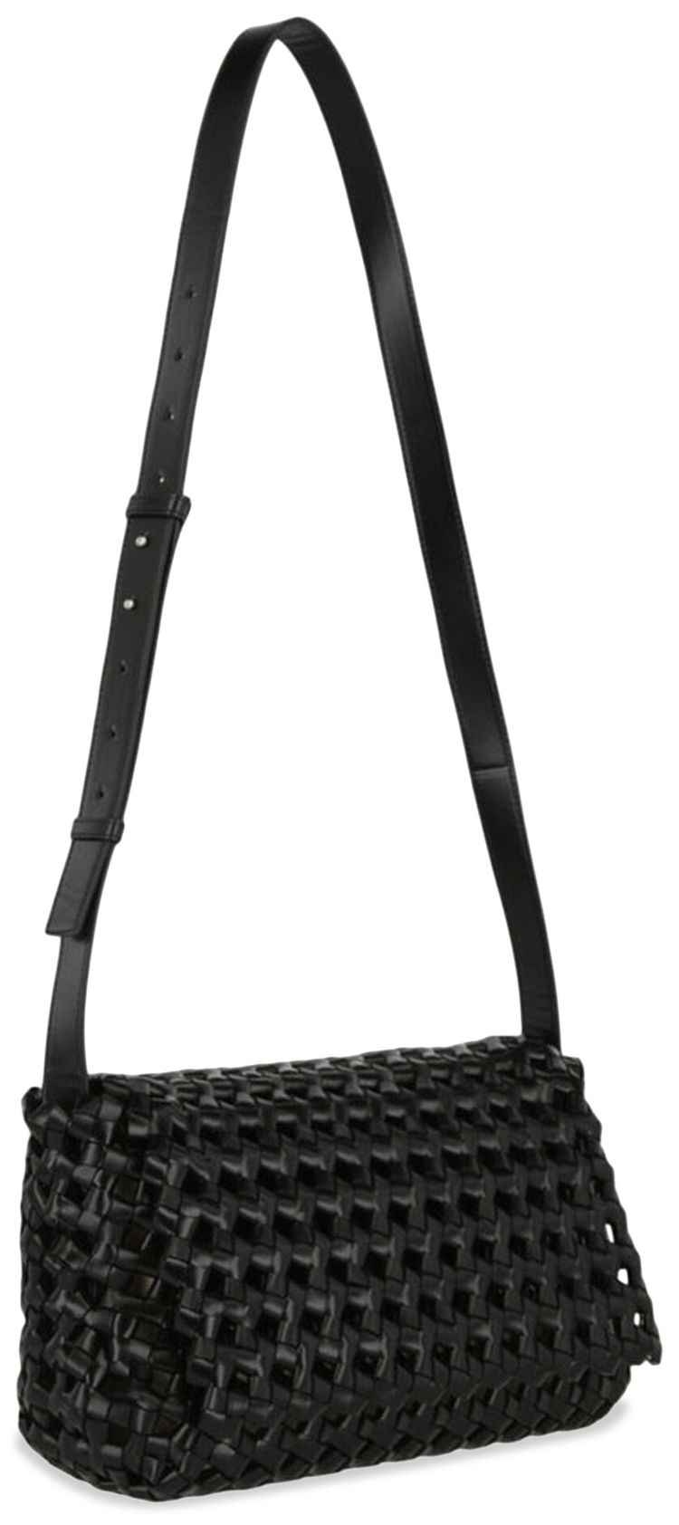 Bottega Veneta Window Crochet Leather Shoulder Bag Black