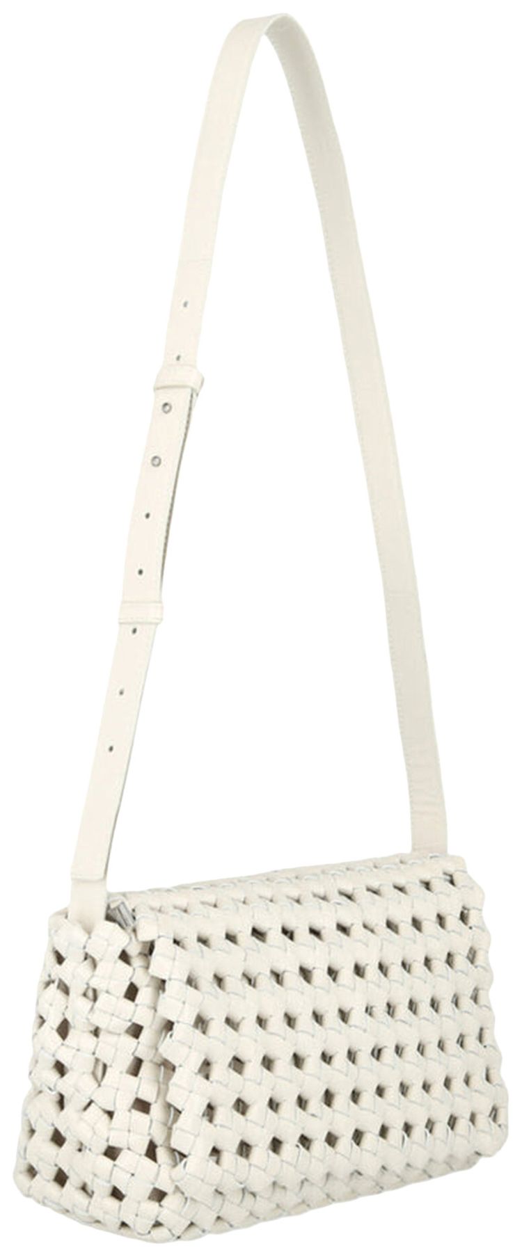 Bottega Veneta Window Crochet Leather Shoulder Bag White