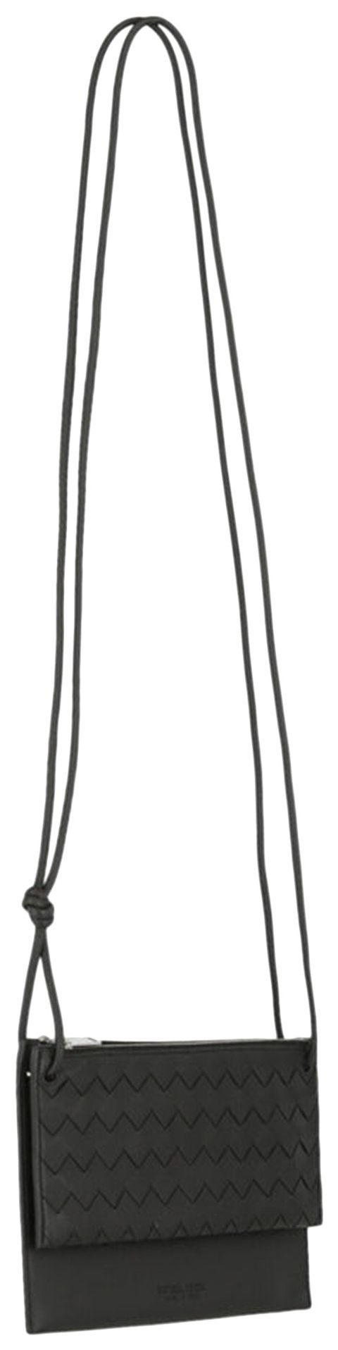 Bottega Veneta Double Pouch Intrecciato Crossbody Bag Black