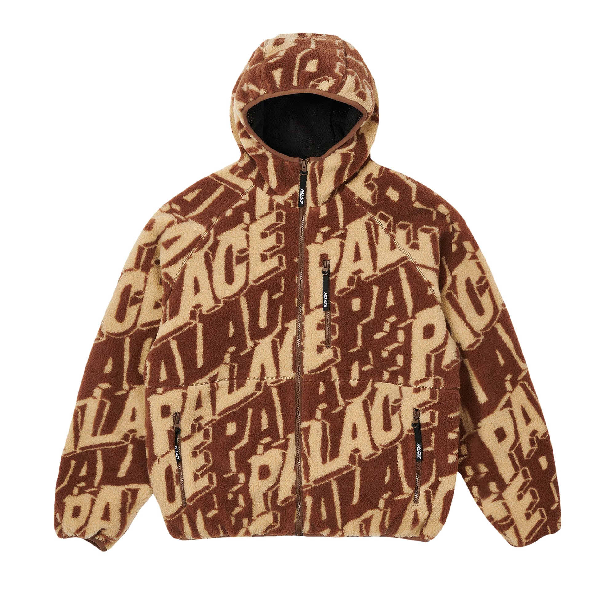 Palace Jacquard Fleece Hooded Jacket 'Tan/Brown'
