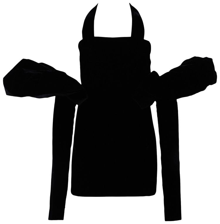 Saint Laurent Velvet Puffy Sleeve Mini Dress Black