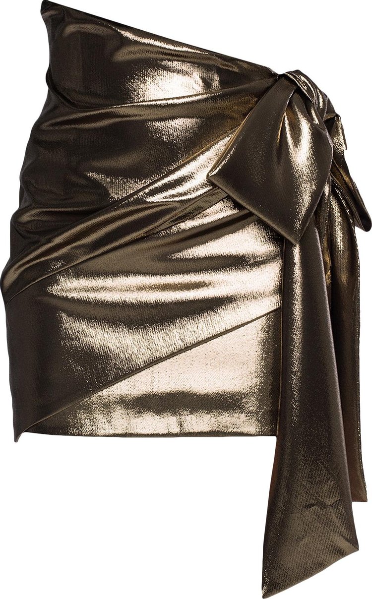 Saint Laurent Lamé Asymmetrical Silk Skirt 'Metallic Gold'