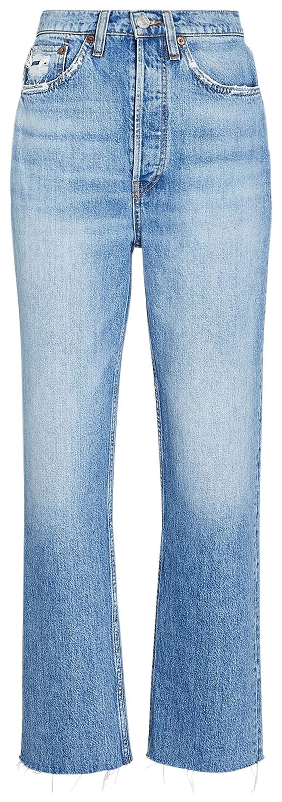ReDone 70s Ultra High Rise Stovepipe Worn Blue