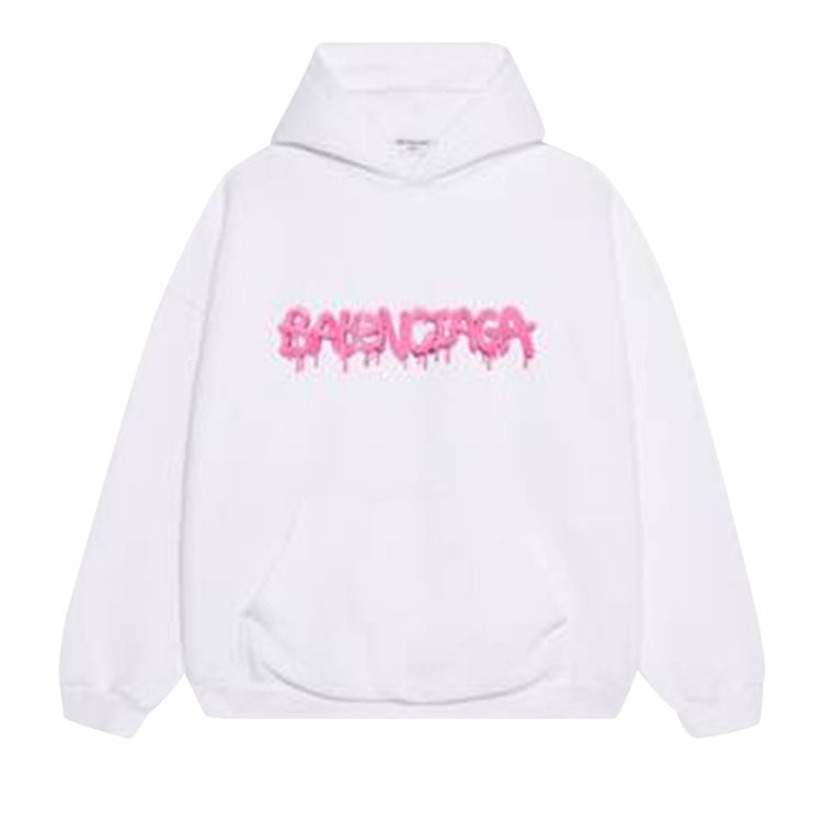 Balenciaga Wide Fit Hoodie WhiteBubblegum