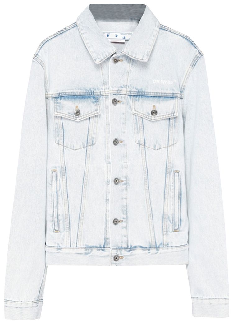Off White Diag Tab Slim Denim Jacket Bleach Blue